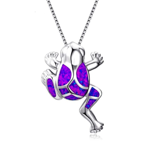 oly-7f43adab4e002e5cda5f228cf34a221d Wholesale Yansheng European and American New Frog Aobao Pendant Necklace Cute Exquisite Blue Opal Jewelry Cross-Border