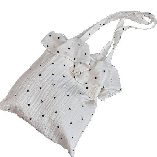 Wholesale 52202 Spring and Summer New Chiffon Ruffled Shoulder Bag Cute Cherry Canvas Bag Large Capacity Portable Tote Bag