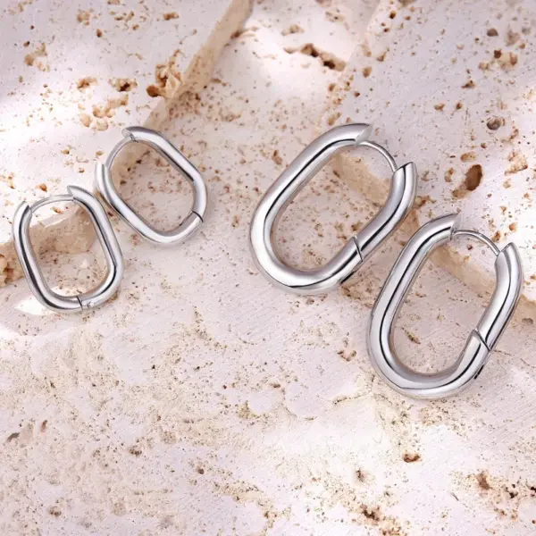 Wholesale Hot Sale Rectangular Line Cylinder Stainless Steel Earrings Titanium Steel Ear Clips Elegant K Gold Plated Unisex Earrings
