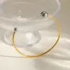 Stainless Steel Ball PVD Coated Real Gold Plated Simple Style Waterproof Non Tarnish Gold Bangle