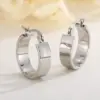 Wholesale PVD Coated 18K Gold Plated Solid Color Stainless Steel Retro Streetwear Waterproof Non Tarnish Hoop Earrings
