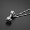 Wholesale Hip-hop diamond-filled dumbbell titanium steel necklace clavicle chain