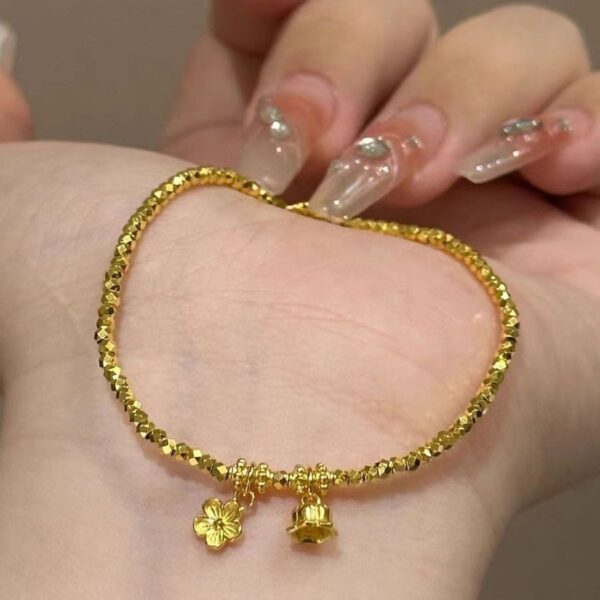 oly-7f4cc111e3f2ed6149ce8a24994e4277 Wholesale Ser Shiny Gold Small Lily-of-the-valley Flower Bracelet Women's Niche Design Light Luxury High-grade Distinctive Didi Ball Beaded Jewelry