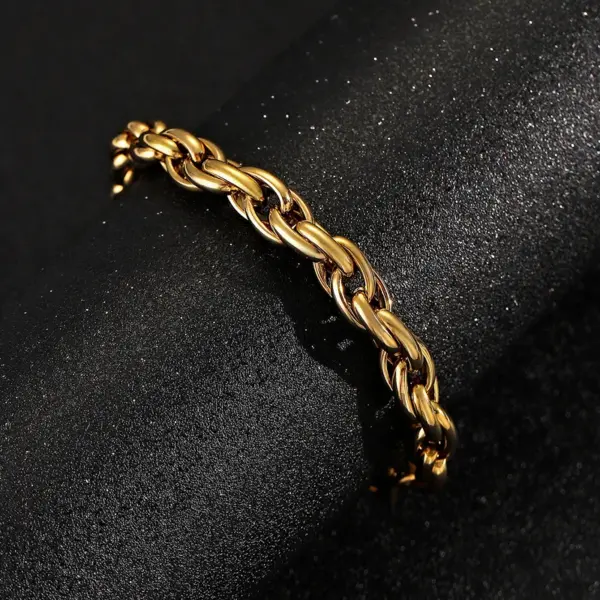 Wholesale Real Gold Plated Leaves 304 Stainless Steel Vacation Rock Classic Style Waterproof Non Tarnish 304 Stainless Steel Bracelets