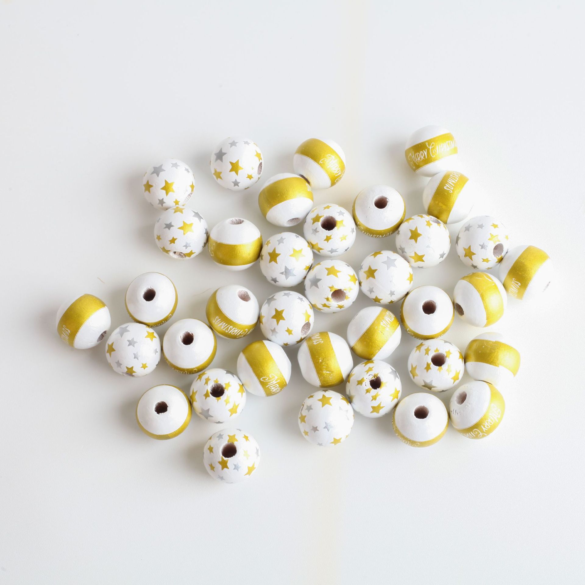 Wholesale Christmas wooden bead printed bead