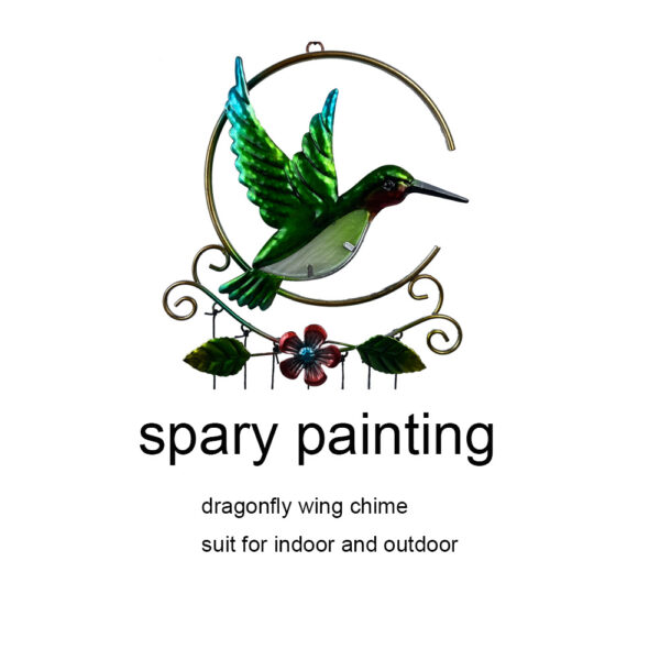 oly-7f5598a0b8fa41e5f2eb4ca378eea9ee Wholesale Zegean Wind Chime Hummingbird Metal 7-Color Glass Pendant Creative Iron Crafts Decoration Spot Cross-Border Supply