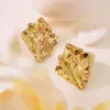 201 Stainless Steel Geometric Flower Rack Plated Stone-Free Imitation Gold Modern Style Stamping Gold Drop Earrings Ear Studs
