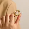 Wholesale 304 Stainless Steel 18K Gold Plated Casual Classic Style Plating Solid Color Rings