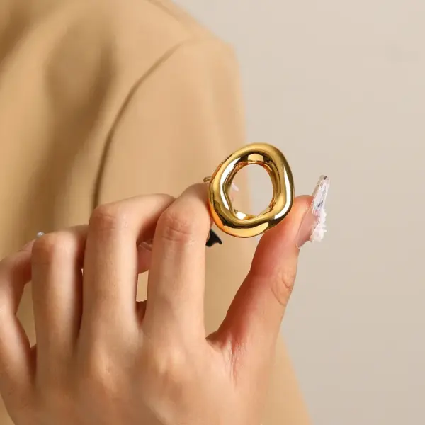 Wholesale 304 Stainless Steel 18K Gold Plated Casual Classic Style Plating Solid Color Rings