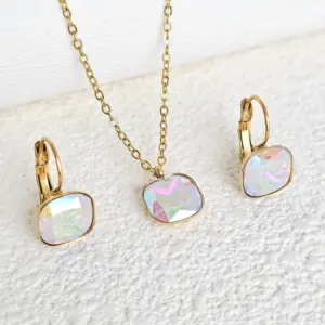 Wholesale Vacuum Plating Real Gold Plated 18K Gold Square 304 Stainless Steel Simple Style Shiny Waterproof Non Tarnish Jewelry Set
