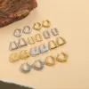 Wholesale 304 Stainless Steel Triangle Square PVD Coated Elegant Retro Hollow Out Gold Earrings