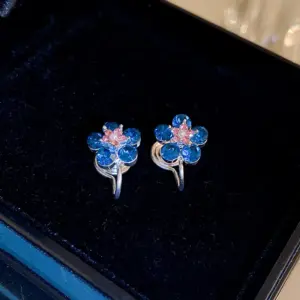 110# Ear Clip-Blue-Flower