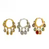 Wholesale 304 Stainless Steel Round Tassel PVD Coated Zircon 18K Gold 18K Real Gold Plated Real Gold Plated Vintage Style Simple Style Waterproof Non Tarnish Plating Inlay Gold Drop Earrings