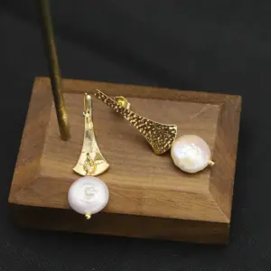 Long Earrings White Small Size-12mm