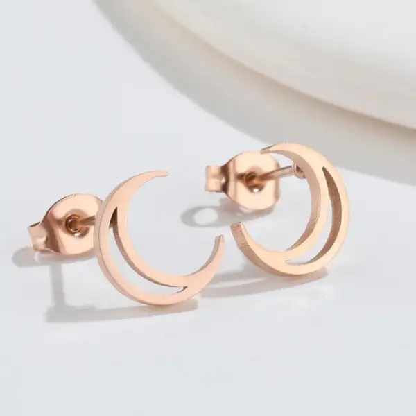 Wholesale PVD Coated 18K Gold Real Gold Plated Moon 304 Stainless Steel Fashion Waterproof Non Tarnish Ear Studs