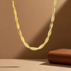 X0308-Double Strand Blade Chain-Necklace- Gold