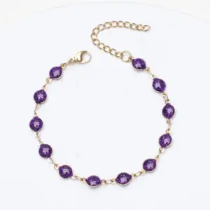 Gold + Purple / Anklet 21 5cm