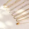 Wholesale 304 Stainless Steel Solid Color Electroplated 18K Real Gold Plated Simple Style Streetwear Waterproof Non Tarnish Plating Necklace