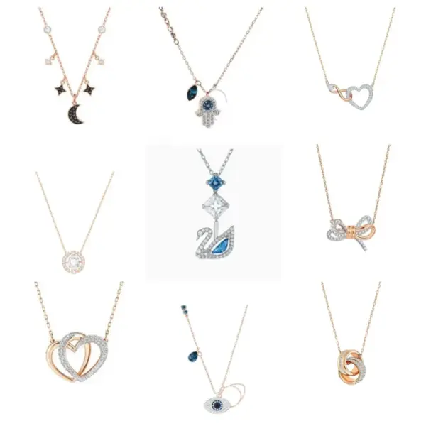 Wholesale High Version Heartbeat Collarbone Chain Demon Eye With Swarovski Elements Crystal Bow Gold 304 Stainless Steel Necklace