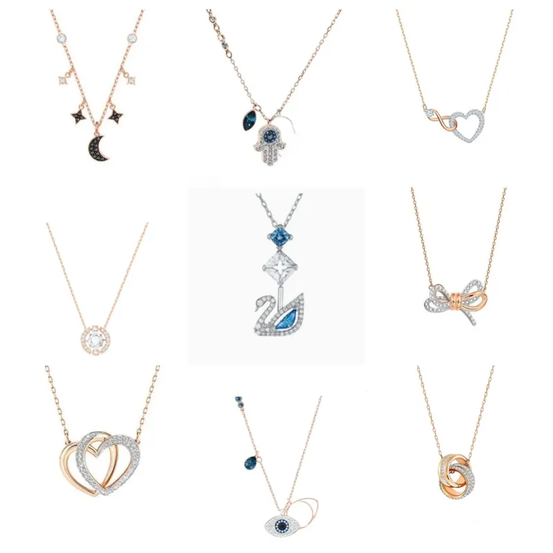 Wholesale High Version Heartbeat Collarbone Chain Demon Eye With Swarovski Elements Crystal Bow Gold 304 Stainless Steel Necklace