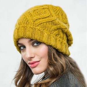 Wholesale Diamond check soft chunky wool knit hat