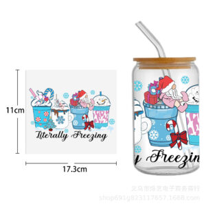 Christmas series transparent crystal standard water cup waterproof stickers-15