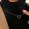 Wholesale PVD Coated Heart Shape 304 Stainless Steel Simple Style Shiny Waterproof Non Tarnish 304 Stainless Steel Pendant Necklace