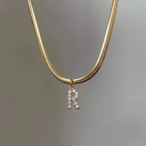 Wholesale Jewelry Fashion Letter Copper Diamond Snake Chain Necklace