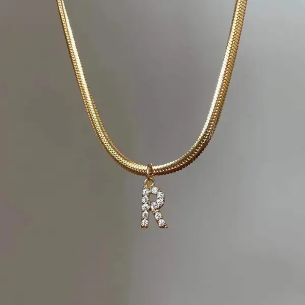Wholesale Jewelry Fashion Letter Copper Diamond Snake Chain Necklace