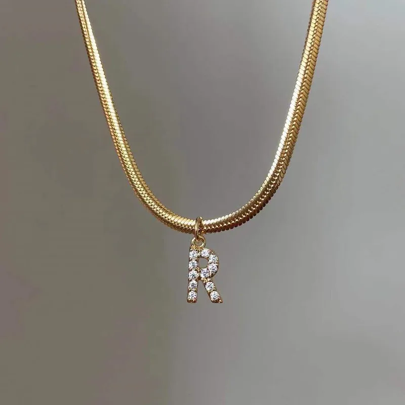 Wholesale Jewelry Fashion Letter Copper Diamond Snake Chain Necklace
