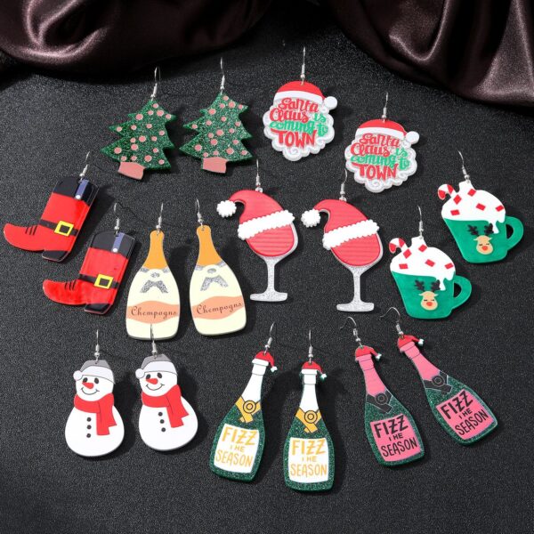 Wholesale Cartoon Christmas Earrings Snowman Christmas Tree Flamingo Earrings