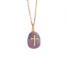 Wholesale Fashion Cross Stainless Steel Natural Stone Plating Pendant Necklace