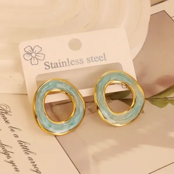 Wholesale Ion Plating (IP) 18K Gold Plated Round Square Flower 304 Stainless Steel Simple Style Waterproof Non Tarnish Ear Studs