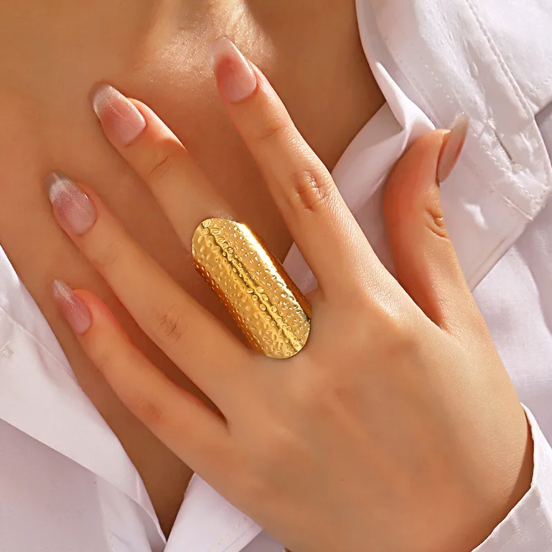 Wholesale PVD Coated 18K Gold Plated Solid Color 304 Stainless Steel Simple Style Waterproof Non Tarnish Rings