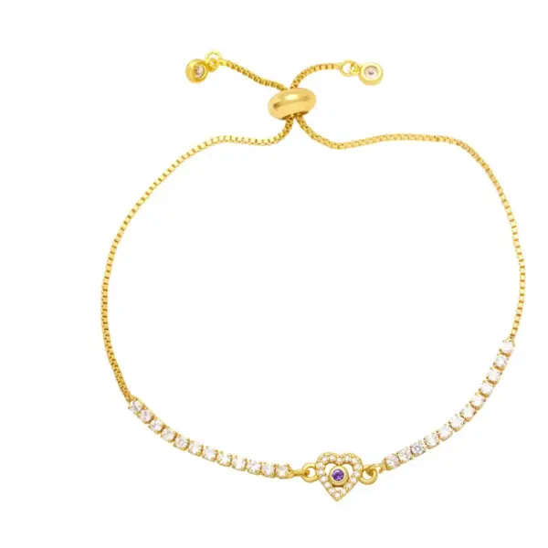 Wholesale Fashion Copper Heart Shape Bracelet Zircon Copper Bracelets