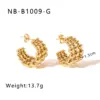 Wholesale 1 Pair Basic Modern Style Classic Style C Shape Geometric Plating Mesh 304 Stainless Steel Ear Studs