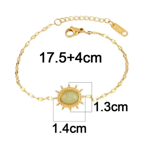 Wholesale Elegant Natural Stone Pendant Stainless Steel Bracelet For Women Simple Luxury Turquoise Hand Chain Style