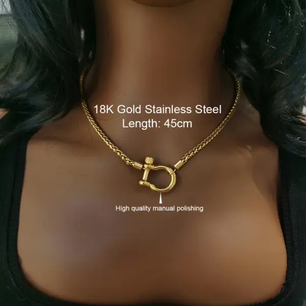 Wholesale Real Gold Plated 18K Gold Printing 304 Stainless Steel Casual Retro Waterproof Non Tarnish Titanium Steel Necklace