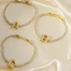 Wholesale 304 Stainless Steel Copper K Gold Plated Simple Style Classic Style Plating Inlay Letter Zircon Bracelets
