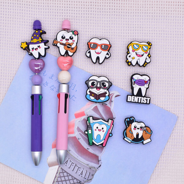 Wholesale Random 100pcs Tooth Protection Beads DIY Handmade Soft Glue Pen Beads