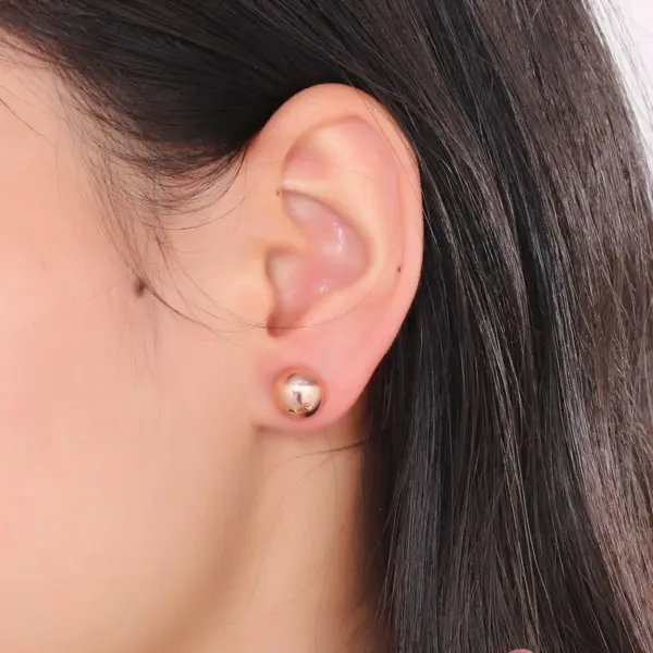 PVD Coated 18K Gold Plated Round Stainless Steel Elegant Cute Waterproof Non Tarnish Ear Studs