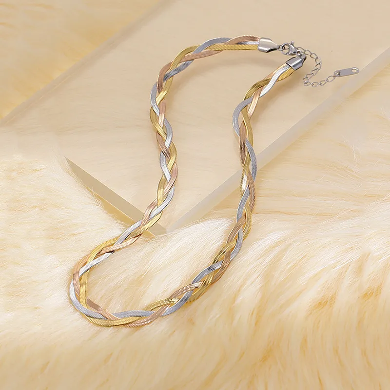 Wholesale Retro Classic Style Twist Titanium Steel Plating Bracelets Necklace