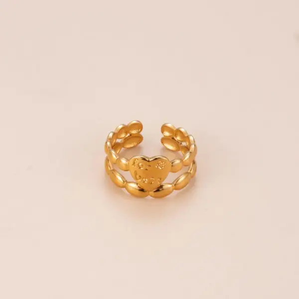 Wholesale PVD Coated Heart Shape Eye Snake 304 Stainless Steel Punk Waterproof Non Tarnish Open Ring