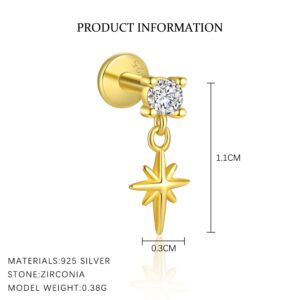 E4649-gold color/single / 925 silver