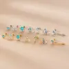 Wholesale 1 Piece 316L Stainless Steel Copper Zircon Ear Cartilage Rings & Studs Geometric Flower Waterproof Non Tarnish Surgical Steel