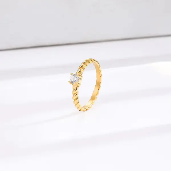 Wholesale Vacuum Plating Real Gold Plated 18K Gold Round 304 Stainless Steel Elegant Glam Luxurious Waterproof Non Tarnish Rings