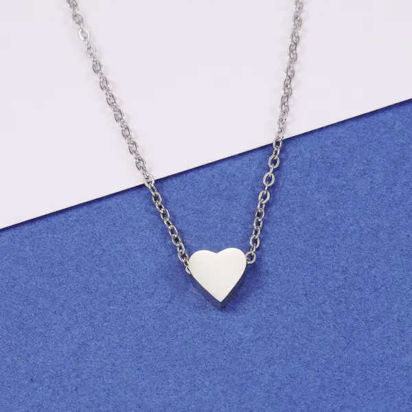 PVD Coated 18K Gold Real Plated Customization Laser Engraving Heart Shape Stainless Steel Basic Simple Style Classic Waterproof Non Tarnish 304 Pendant Necklace