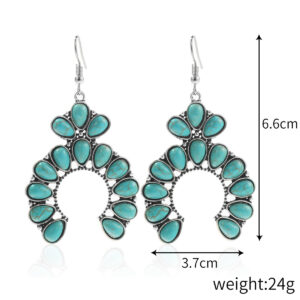 (12) E2204-7 C- shaped turquoise earrings