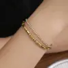 Wholesale Simple Style Classic Style Letter 304 Stainless Steel 18K Gold Plated Rhinestones Bracelets In Bulk