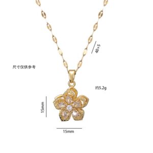 X2118 White Bauhinia Zircon Necklace {Pendant Together}